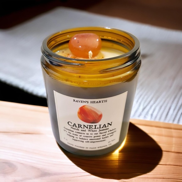 Raven’s Hearth Other - Carnelian Crystal Candle | Soy Wax | Vegan